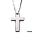 Black Plated And Steel Cross Pendant With Chain (ssp18137pnk1)