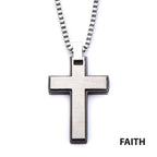 Black Plated And Steel Cross Pendant With Chain (ssp18137pnk1)