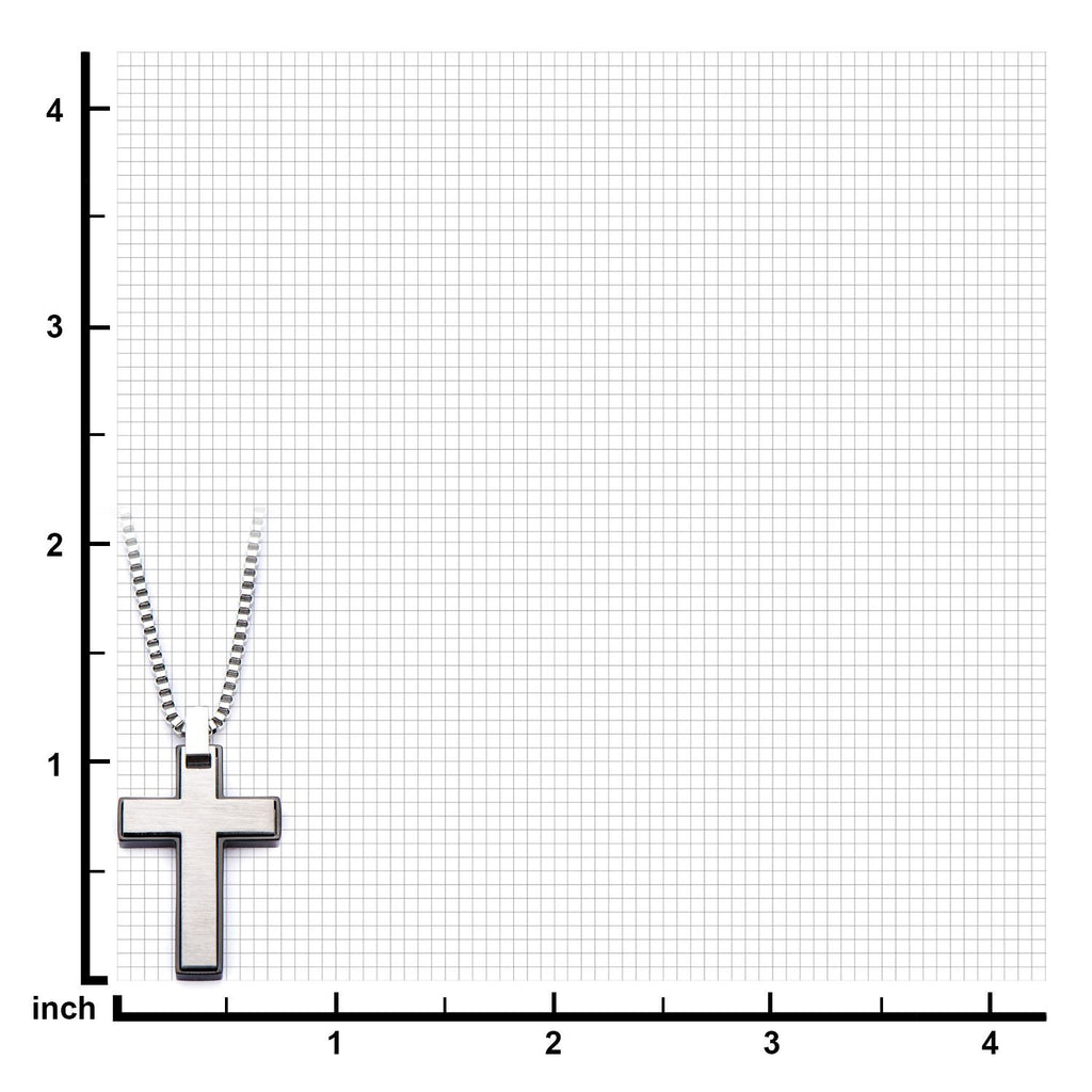 Black Plated And Steel Cross Pendant With Chain (ssp18137pnk1)