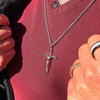 Black Cz Cross Pendant Chain (ssp20084snk1)
