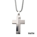 Modern Block Textured Steel Cross Pendant (ssp20764nk1)
