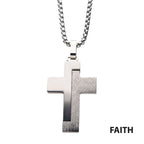Modern Block Textured Steel Cross Pendant (ssp20764nk1)