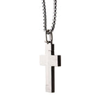 Modern Block Textured Steel Cross Pendant (ssp20764nk1)