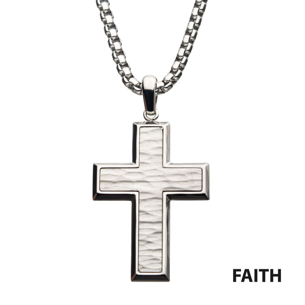 Matte Short Cross Pendant With Box Chain (ssp22019nk)