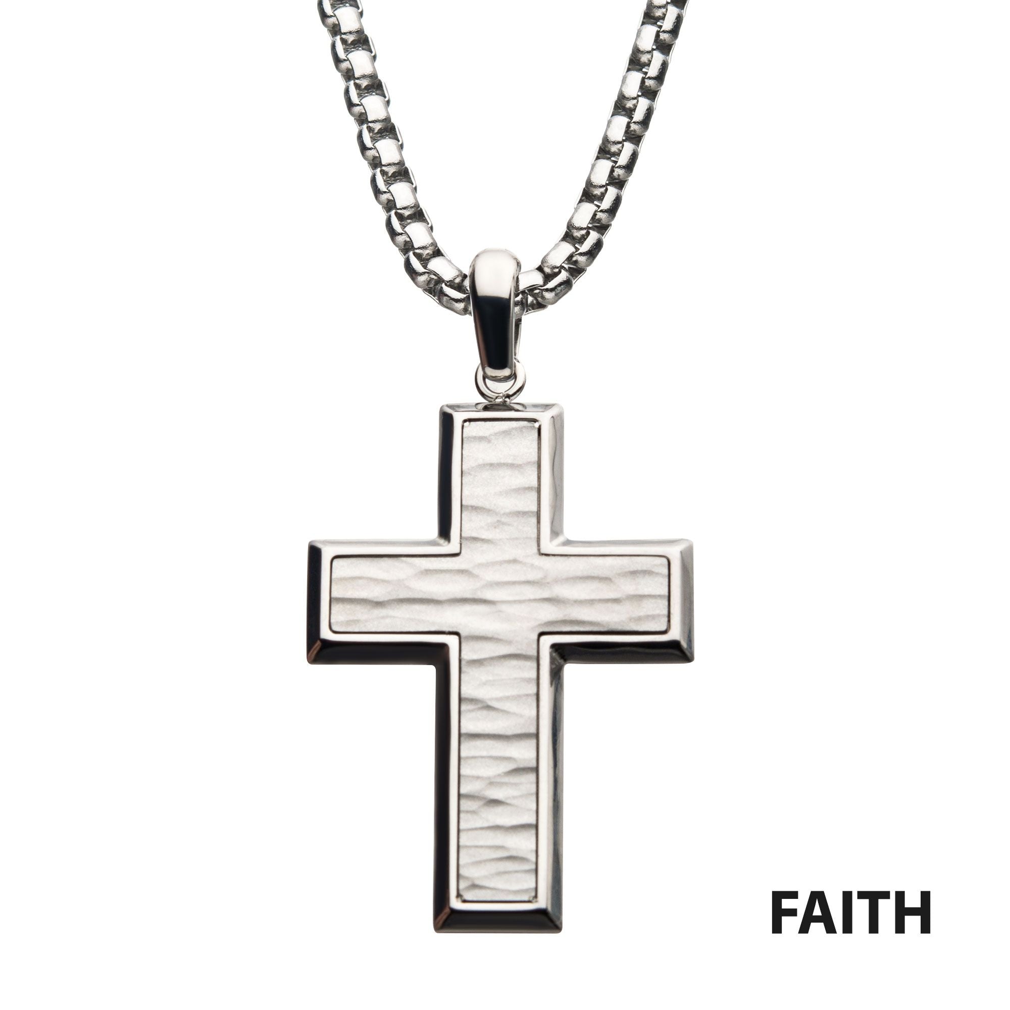 Matte Short Cross Pendant With Box Chain (ssp22019nk)