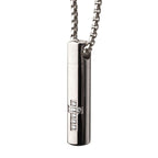 Stainless Steel Memorial Cross Pendant with Clear CZ & Steel Box Chain