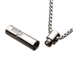 Stainless Steel Memorial Cross Pendant with Clear CZ & Steel Box Chain