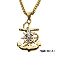 18k Gold Plated Anchor With Silver Plated Jesus Steel Pendant With 18k Gold Plated Wheat Chain (ssp22506nk)