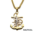 18k Gold Plated Anchor With Silver Plated Jesus Steel Pendant With 18k Gold Plated Wheat Chain (ssp22506nk)