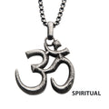 stainless Steel With Antique Finish Om Symbol Pendant With Steel Box Chain