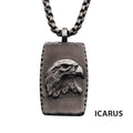 Gun Metal Ip Eagle Inlay Dog Tag Pendant With Round Box Chain
