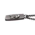 Gun Metal Ip Eagle Inlay Dog Tag Pendant With Round Box Chain