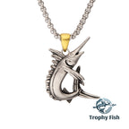 Antiqued Matte Finish Steel Marlin Pendant (ssp23906nk)