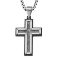 Textured Black Plated Cross Pendant With Chain (ssp2752nk1)