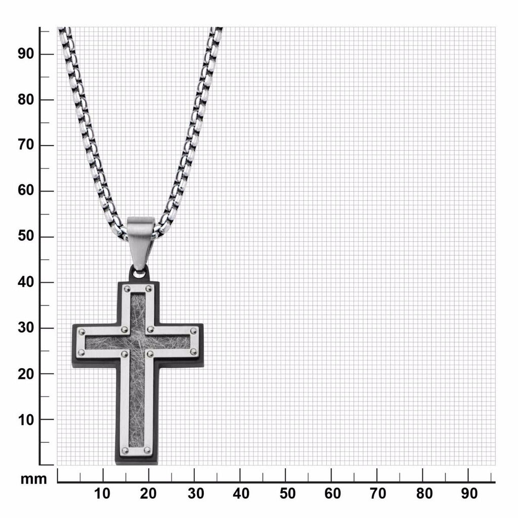 Textured Black Plated Cross Pendant With Chain (ssp2752nk1)