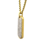 18Kt Gold IP Stainless Steel Chiseled Bold Tag Firenze Pendant with Box Chain