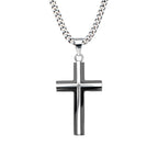 Black IP & Steel 3D Cross Pendant ssp8915nk (pendant with chain)