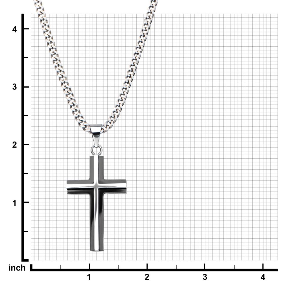 Black IP & Steel 3D Cross Pendant ssp8915nk (pendant with chain)