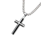 Black IP & Steel 3D Cross Pendant ssp8915nk (pendant with chain)