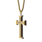 Clear Cz Gold Plated Cross Pendant In A Steel Chain (ssp9915nk)
