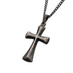 Stainless Steel With Antiqued Finish Plain Cross Pendant With Chain (sspat061nk1)