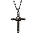 Twisted Cable Design Cross Pendant With Chain (sspat059nk1)