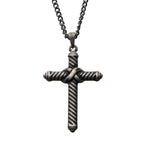 Twisted Cable Design Cross Pendant With Chain (sspat059nk1)