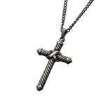 Twisted Cable Design Cross Pendant With Chain (sspat059nk1)