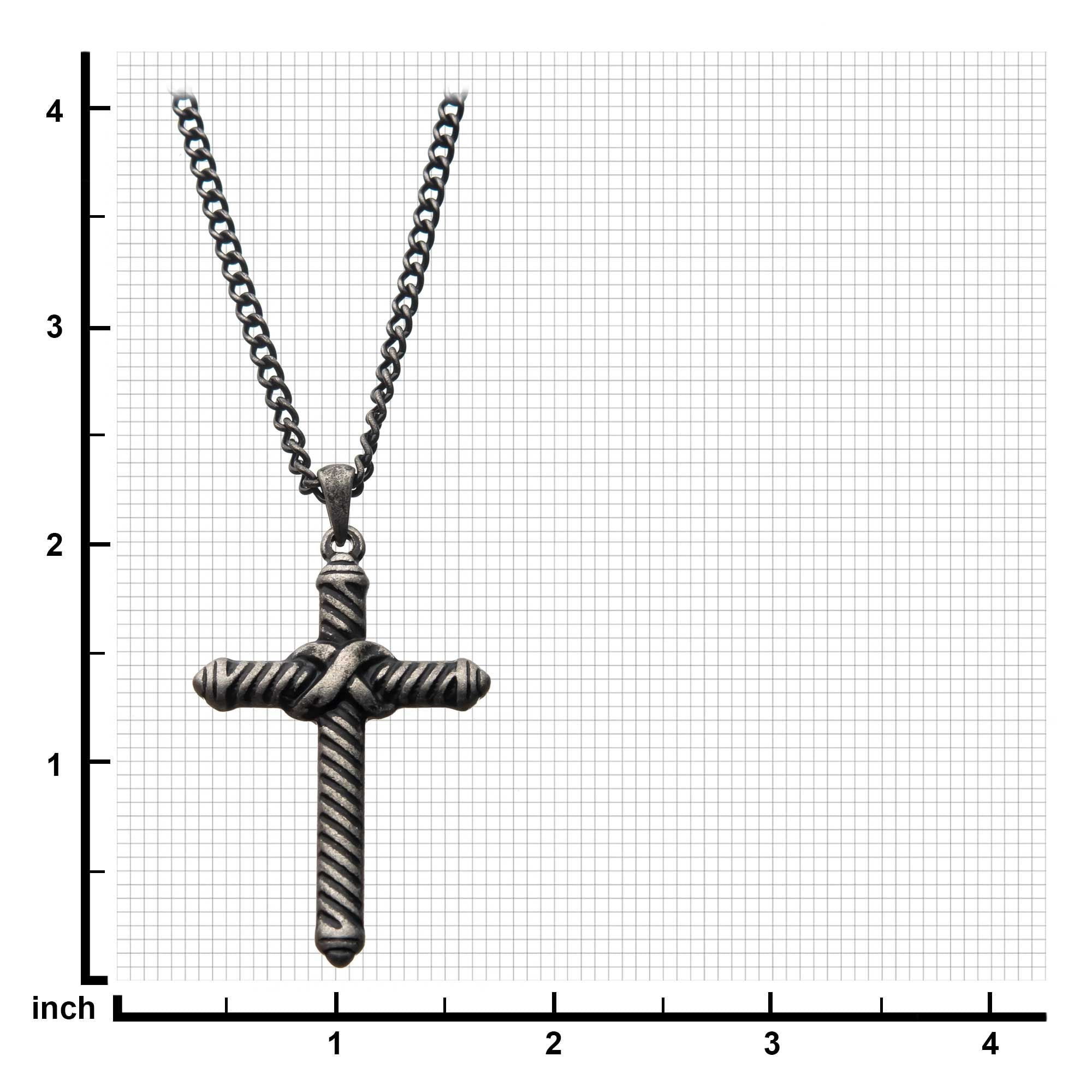 Twisted Cable Design Cross Pendant With Chain (sspat059nk1)