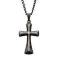 Stainless Steel With Antiqued Finish Plain Cross Pendant With Chain (sspat061nk1)