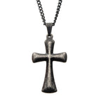 Stainless Steel With Antiqued Finish Plain Cross Pendant With Chain (sspat061nk1)