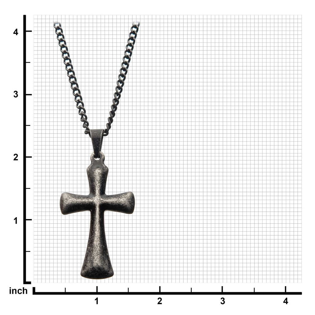 Stainless Steel With Antiqued Finish Plain Cross Pendant With Chain (sspat061nk1)