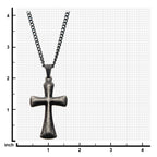 Stainless Steel With Antiqued Finish Plain Cross Pendant With Chain (sspat061nk1)