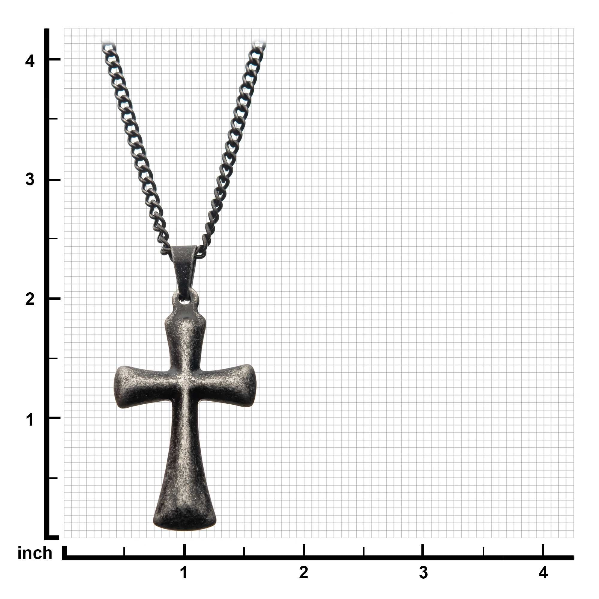 Stainless Steel With Antiqued Finish Plain Cross Pendant With Chain (sspat061nk1)