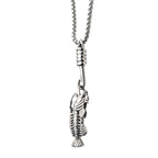 Polished Steel Fishbone Pendant With Hook Box Chain (sspwt019nk)
