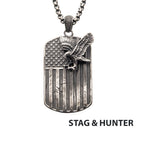 Gun Metal Plated Rugged American Flag With Polished Steel 3d Eagle Pendant With Box Chain (sspwt039nk)