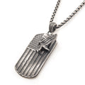 Gun Metal Plated Rugged American Flag With Polished Steel 3d Eagle Pendant With Box Chain (sspwt039nk)