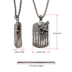 Gun Metal Plated Rugged American Flag With Polished Steel 3d Eagle Pendant With Box Chain (sspwt039nk)
