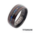 Titanium Black Ip Wood Opal Inlay Ring (tifr217)