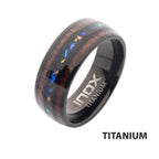 Titanium Black Ip Wood Opal Inlay Ring (tifr217)