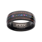 Titanium Black Ip Wood Opal Inlay Ring (tifr217)