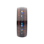 Titanium Black Ip Wood Opal Inlay Ring (tifr217)