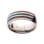 Titanium Wood Shell Inlay Ring (tifr218)