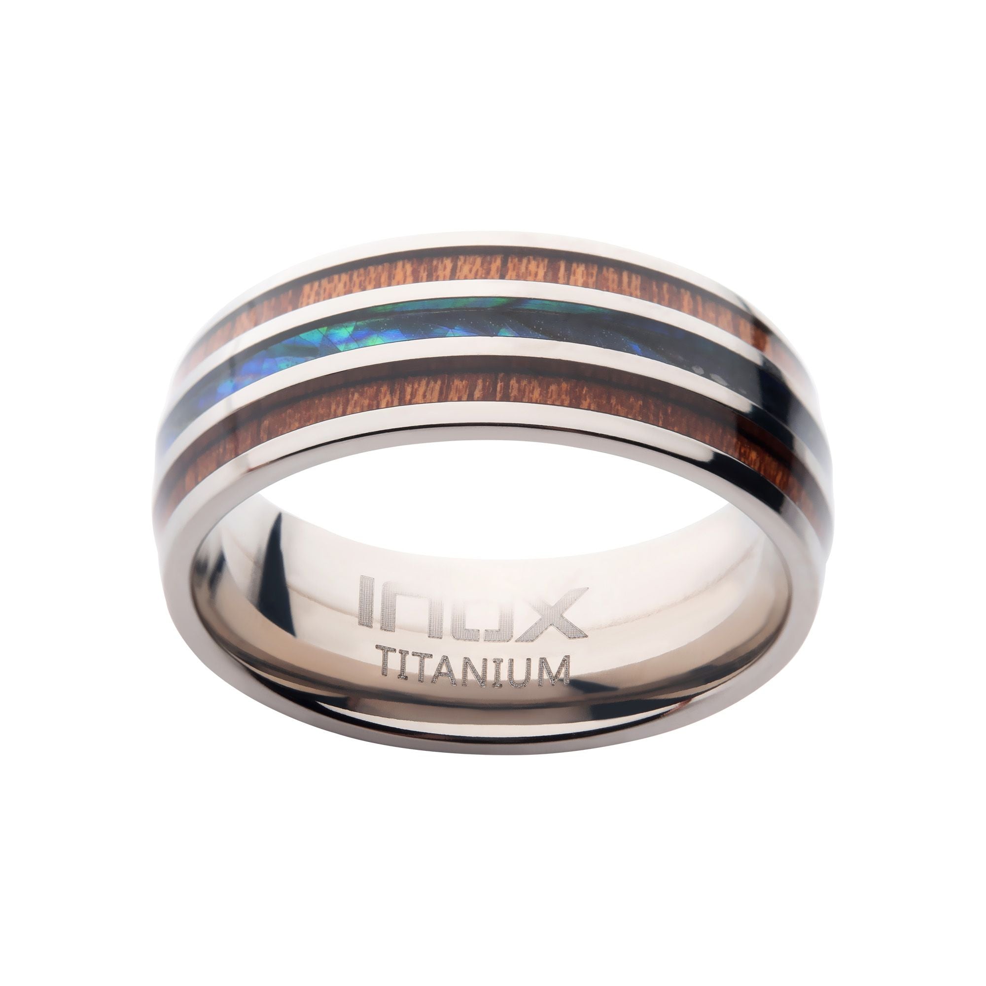 Titanium Wood Shell Inlay Ring (tifr218)