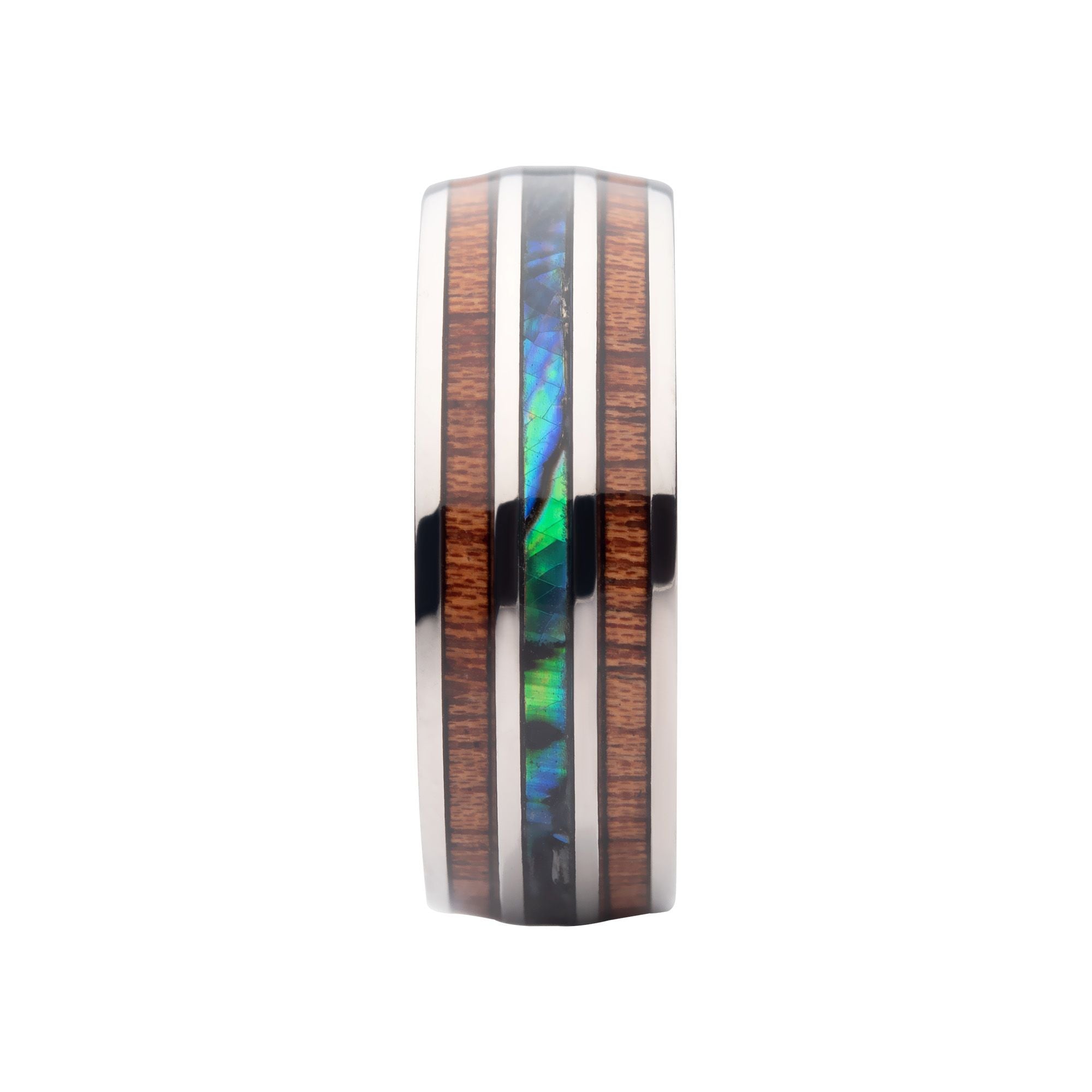 Titanium Wood Shell Inlay Ring (tifr218)