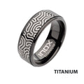 Titanium Black Ip With Brain Coral Pattern Comfort Fit Ring (tifr9001)