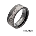 Titanium Black Ip With Mountain Ridge Landscape Design Comfort Fit Ring (tifr9003)