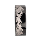Titanium Black Ip With Mountain Ridge Landscape Design Comfort Fit Ring (tifr9003)