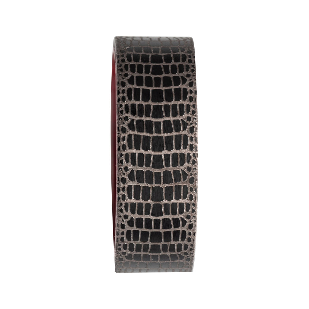 Titanium Black Ip With Reptile Skin Pattern With Inner Rosewood Comfort Fit Ring (tifr9005)