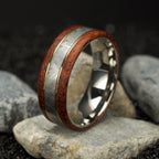 8mm Titanium, Meteorite & Koa Wood Inlay Comfort Fit Ring